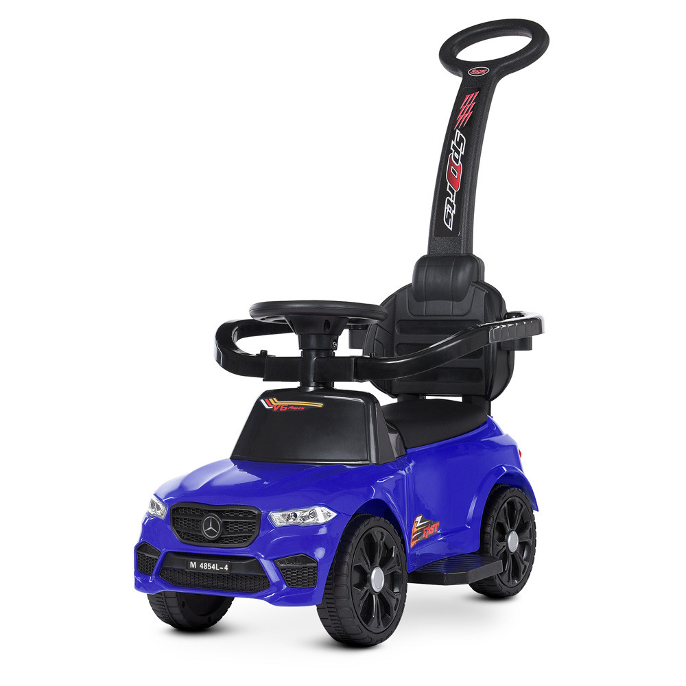 Каталка толокар Bambi M 4854L-4 синій з батьківською ручкою та захисним бортиком