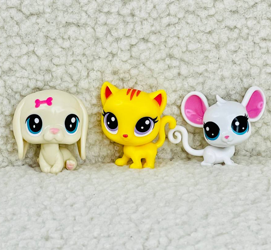 Littlest Pet Shop набір Фігурок Літл Пет Шоп Біла Мишка, Жовтий кіт і Песик Маленький зоомагазин Hasbro 200809