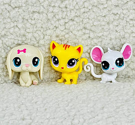 Littlest Pet Shop набір Фігурок Літл Пет Шоп Біла Мишка, Жовтий кіт і Песик Маленький зоомагазин Hasbro 200809