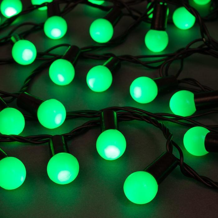Гірлянда світлодіодна Кульки на ялинку 40 LED 18мм 7м перехідник чорний провід Зелений