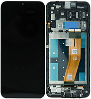 Дисплей модуль тачскрин Samsung A145 Galaxy A14 4G черный желтый шлейф оригинал сервисная упаковка в рамке