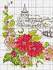 Набір для вишивання за нанесеною на канву схемою "Winter poinsettias". AIDA 14CT printed, 21*22см, фото 3