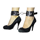 Окови на ланцюжку БДСМ із натуральної шкіри чорного кольору Scappa Кайф, фото 3