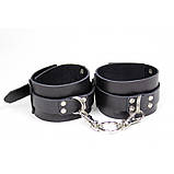 Окови на ланцюжку БДСМ із натуральної шкіри чорного кольору Scappa Кайф, фото 2