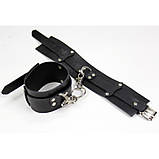 Окови на ланцюжку БДСМ із натуральної шкіри чорного кольору Scappa Кайф, фото 4