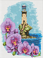 Набор с алмазной мозаикой "Маяк с орхидеями" Идейка. AMO7622