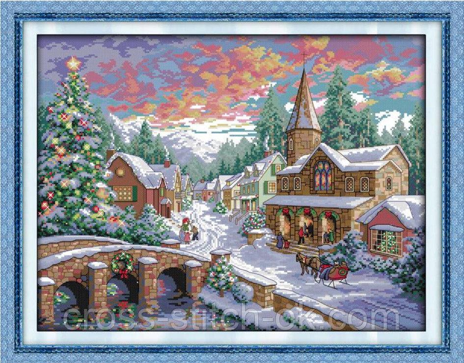 Набір для вишивання за нанесеною на канву схемою "Snowscape 2 ". AIDA 14CT printed, 54*43 см, фото 1