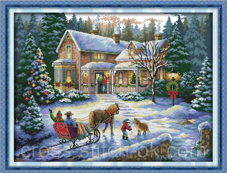 Набір для вишивання за нанесеною на канву схемою "Return from Christmas". AIDA 14CT printed 54*43 см