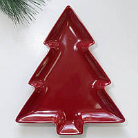 Новорічна керамічна тарілка "Ялинка", 23,5x28,5x2,5см