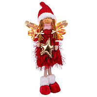 Новогодняя мягкая игрушка Novogod&lsquo;ko Девочка Ангел в красном, 58см, LED крылышки