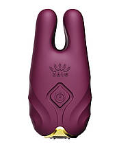 Бездротові вібруючі затискачі для сосків ZALO Nave Vibrating Nipple Clamps фіолетовий, фото 4