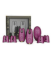 Бездротові вібруючі затискачі для сосків ZALO Nave Vibrating Nipple Clamps фіолетовий, фото 6