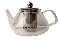 Чайник стеклянный огнеупорный Kamille - 1000мл с заварником 1 шт.
