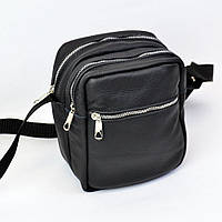 Качественная мужская сумка - мессенджер из натуральной кожи на 4 кармана с LQ-774 серебряной молнией