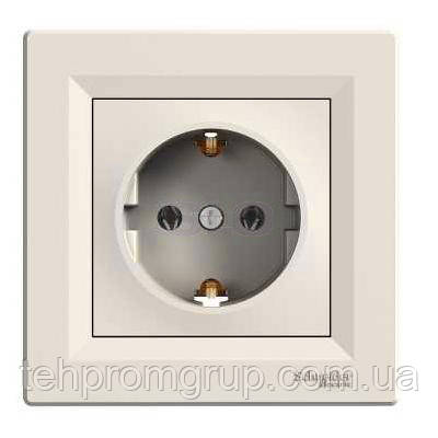 Розетка с заземлением КРЕМ  Schneider  Asfora EPH2900123, фото 1