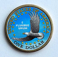 США 1 доллар 2000, Сакагавея: Парящий орёл. UNC. Цветная эмаль