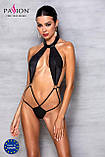 Боді-халтер з екошкіри Passion JANNIES BODY L/XL black SO8442, фото 6