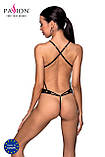 Боді з відкритим доступом Passion TASMINA BODY XXL/XXXL, black, екошкіра, шнурівки, ажурні мережива SO8489, фото 3
