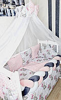 Дитяче постільна білизна в ліжечко "Коса", комплект постільної  с балдахiном