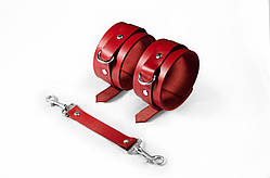 Поножі Feral Feelings – Ankle Restraints, натуральна шкіра, red SO8258