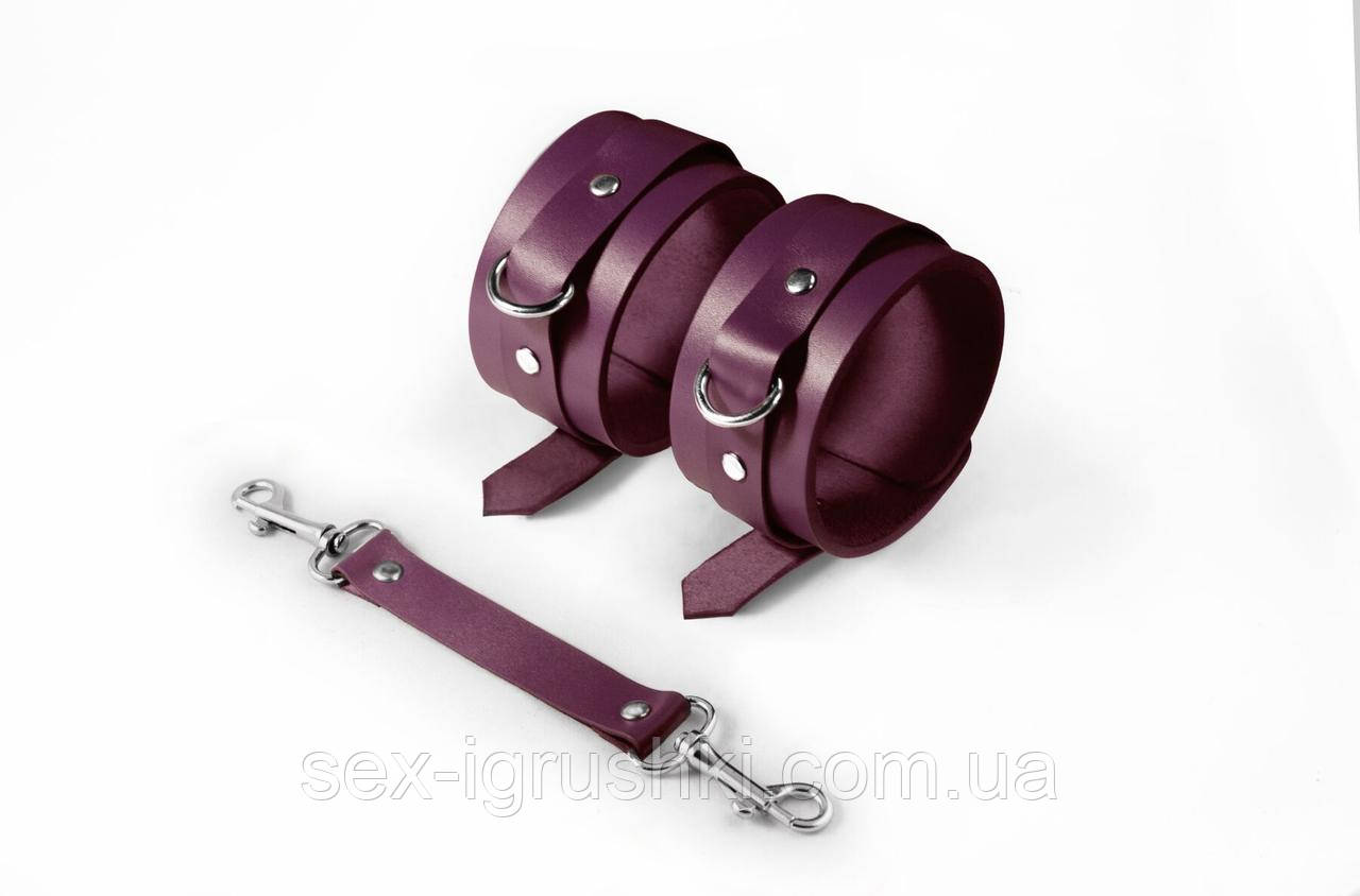 Поножі Feral Feelings – Ankle Restraints, натуральна шкіра, burgundy SO8259