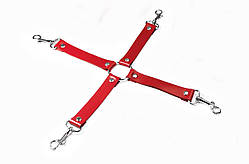 Хрестовина Feral Feelings – 4 Way Connector, натуральна шкіра, red SO8260