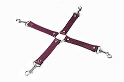 Хрестовина Feral Feelings – 4 Way Connector, натуральна шкіра, burgundy SO8261