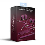 Набір Feral Feelings BDSM Kit 5 Burgundy, наручники, поножі, хрестовина, маска, падл SO8274, фото 3