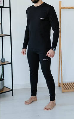 Термобілизна чоловіча зимова комплект Columbia Батал на мікродайвінгу чорна