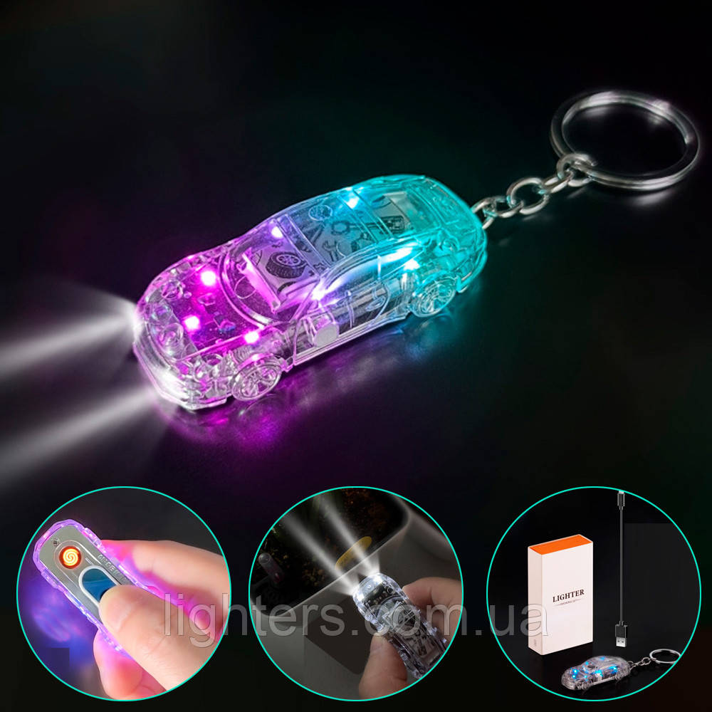 Запальничка usb машинка з ліхтариком у подарунковій упаковці LG714
