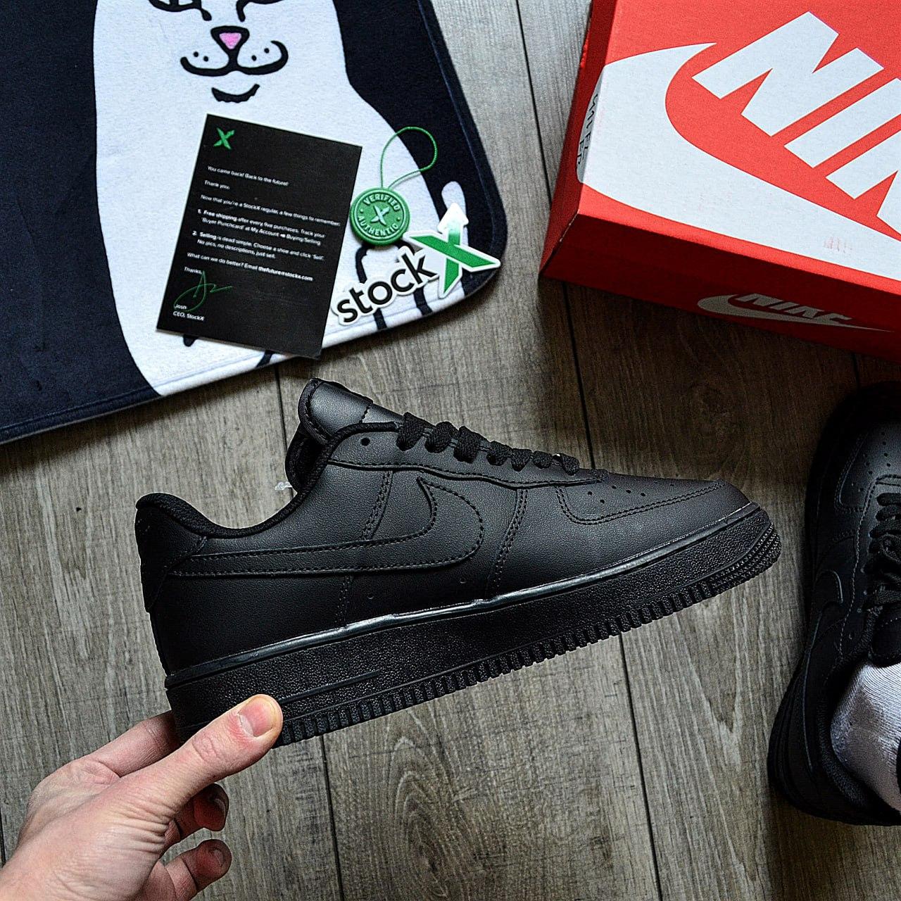 Кросівки Nike Air Force 1 Low Black (Чорні) Взуття Найк Аїр Форс 1 Лов повсякденні шкіра демісезон Унісекс