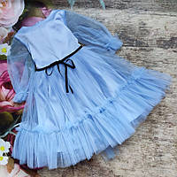 Пышное нарядное голубое платье для девочки "Ляля" (122-134р)