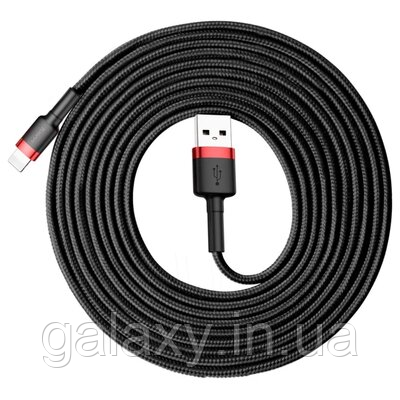 Кабель Baseus USB - Lightning 3 метри Cafule black/red CALKLF-R91, фото 1