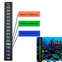 Термометр наклейка для аквариума 10-40C 13см, аквариумный градусник, 100655