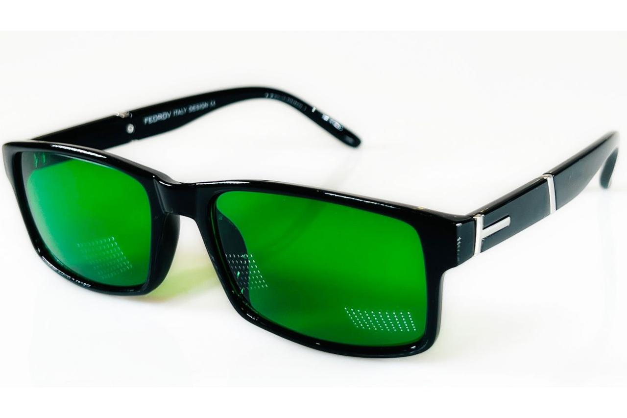 Універсальні окуляри з зеленою лінзою з натурального скла  унісекс