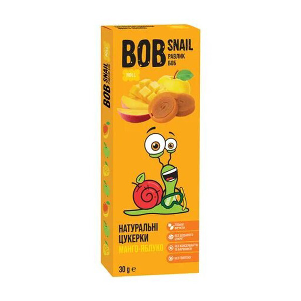 Натуральні  цукерки Манго-яблуко ТМ BOB SNAIL 30г
