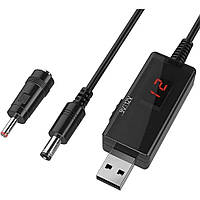 Кабель USB to DC для роутера с 5V на 9V(1A) или 12V(0.8A) 5.5х2.1/3.5x1.35 mm с переключателем