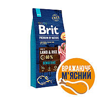 Сухий корм Brit Premium Dog Sensitive Lamb для собак з чутливим травленням, з ягням, 15 кг