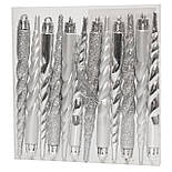 Набір ялинкових іграшок - бурульки, 12 шт, 14 см, сріблястий, мікс, пластик (892463), фото 5