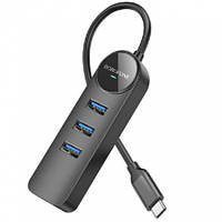 USB HUB Borofone DH6 (USB to USB3.0+USB3.0*3+RJ45) 0,2м - Чорний