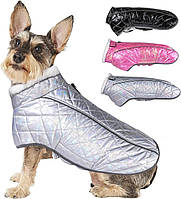 Зимова куртка для собак Inbathgic L/XL, голографічний дизайн, срібна (InbathgicXL)
