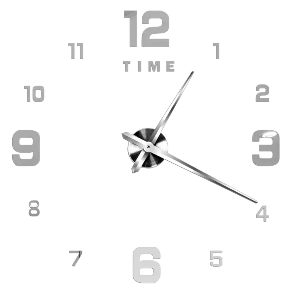 Акрилові настінні 3Д-годинник без циферблата "TIME-2" (120 см) колір сріблястий