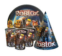 Набір для дитячого дня народження "Roblox" Тарілки -10 шт Стаканчики - 10 шт Ковпачки - 10 шт