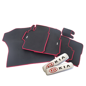 3D Килимки в салон - Kia Shuma (4 килимики з перемичкою + багажник) (Eva-матеріал)