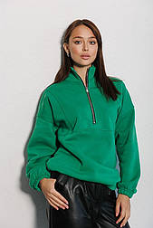 Жіночий теплий світшот на флісі з коміром на замку