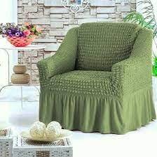 Чохол з рюшем на крісло Venera жатка зелений