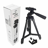 Штатив тренога для камеры Tripod 3120A с креплением для телефона алюминиевый 102 см со встроенным уровнем