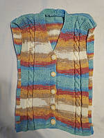 Теплая вязанная стильная жилетка, полушерсть, градиент, для девочки на 12 - 13 лет, размер 38 - 40