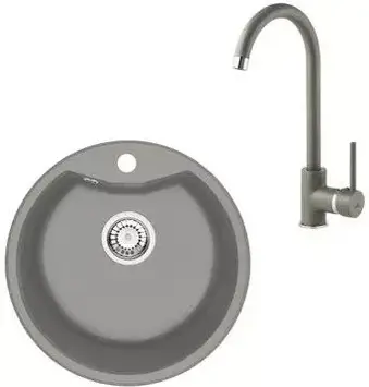 Комплект кухонної мийки зі змішувачем Deante Solis grey - сірий металік ZRSBS803