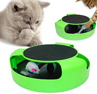 Интерактивная когтедерка для котов и кошек поймать мышку с точилкой для когтей Catch The Mouse